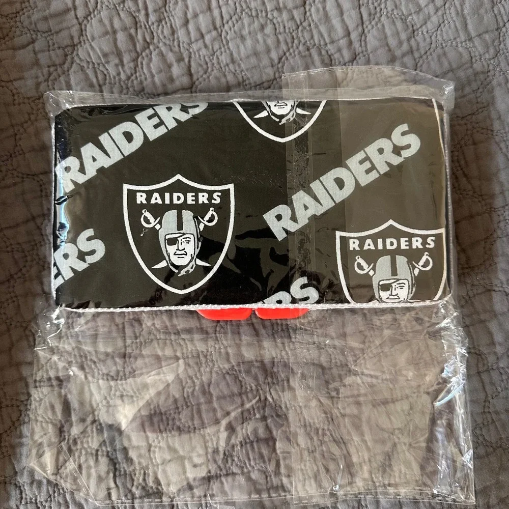 NEW Las Vegas Raiders NFL Team Logo Travel Baby Wipe Case Black Gray Handmade